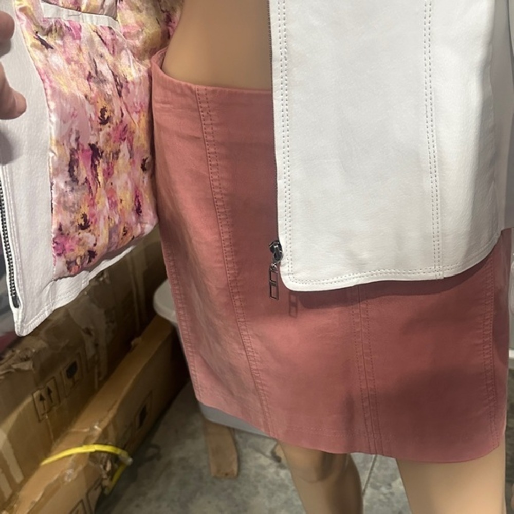 Free People Pink Faux Leather Mini Skirt size 4